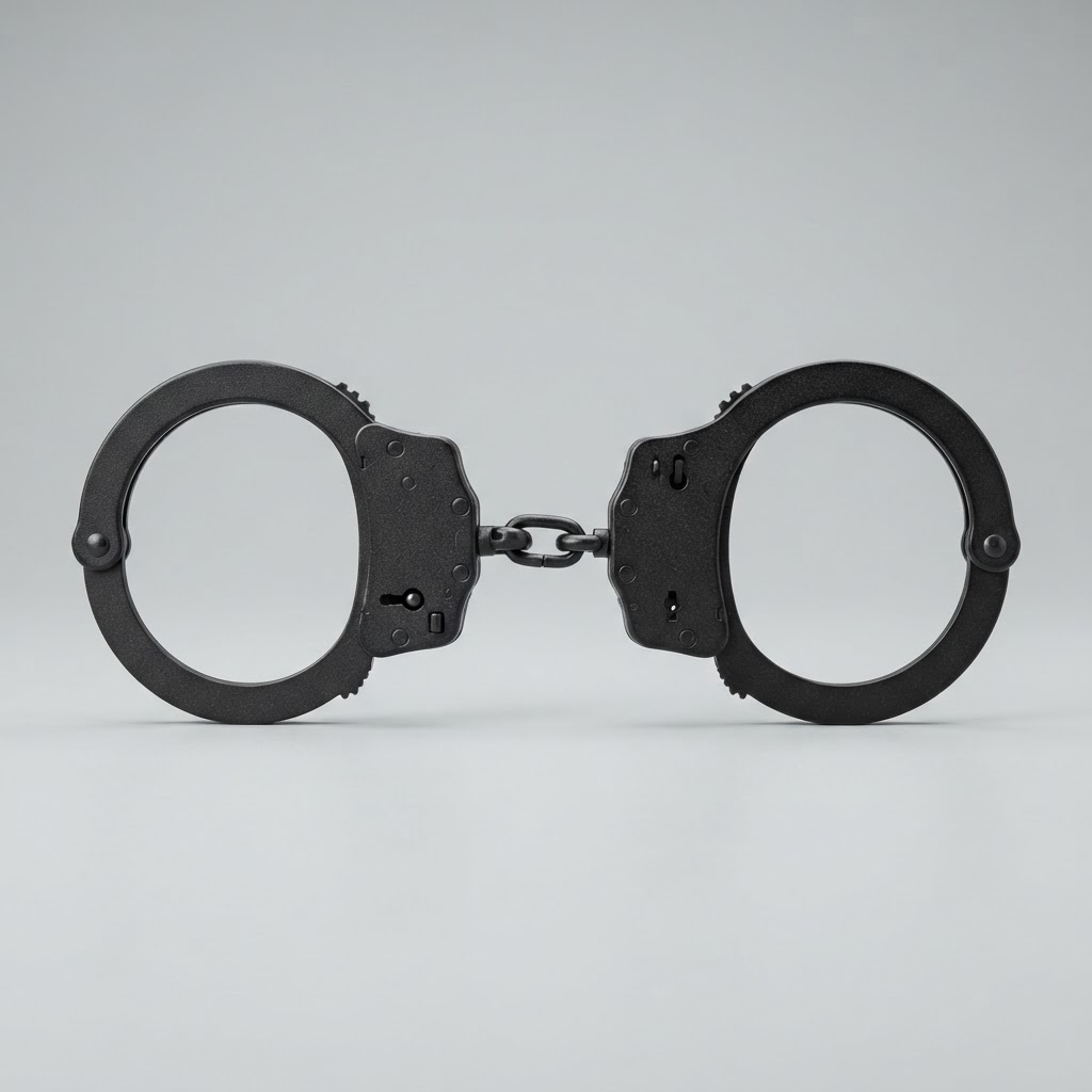 Black double-lock chain handcuffs for security and restraint-equipment retailers